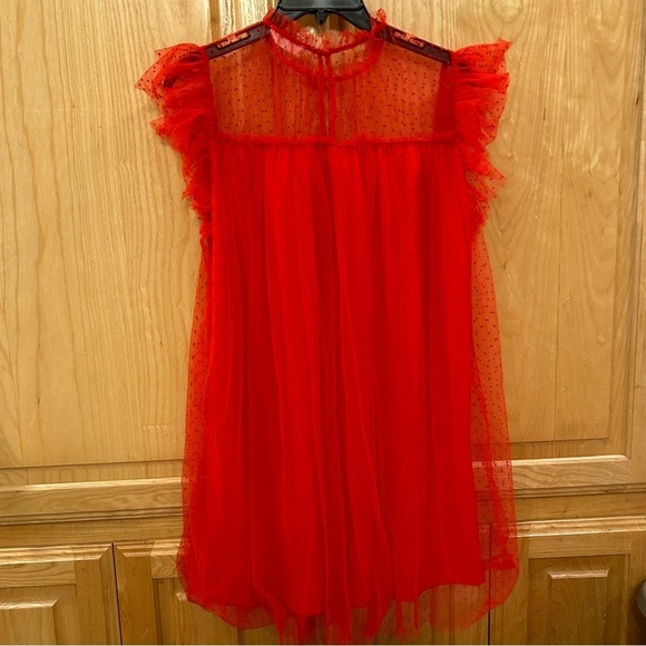 Storia Red Ruffled Tulle Dress - Picture 11 of 13